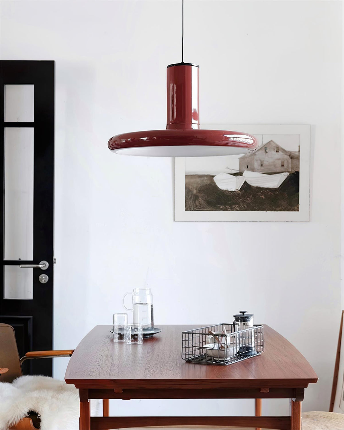 Red Frisbee Metal Pendant Lamp — product view 3