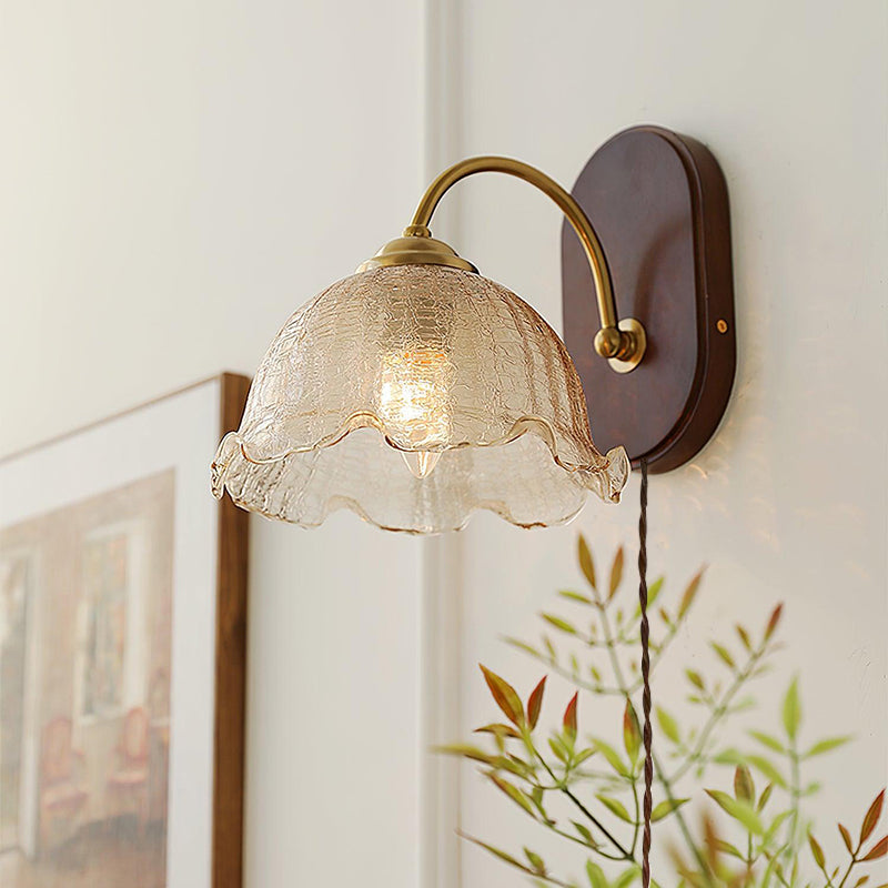 Vintage Flower Plug In Glass Wall Lamp — product view 2
