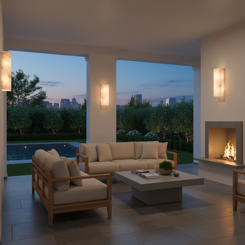 Rectangular Alabaster Wall Sconce — product view 8