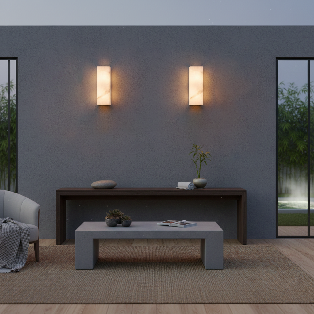 Rectangular Alabaster Wall Sconce — product view 9