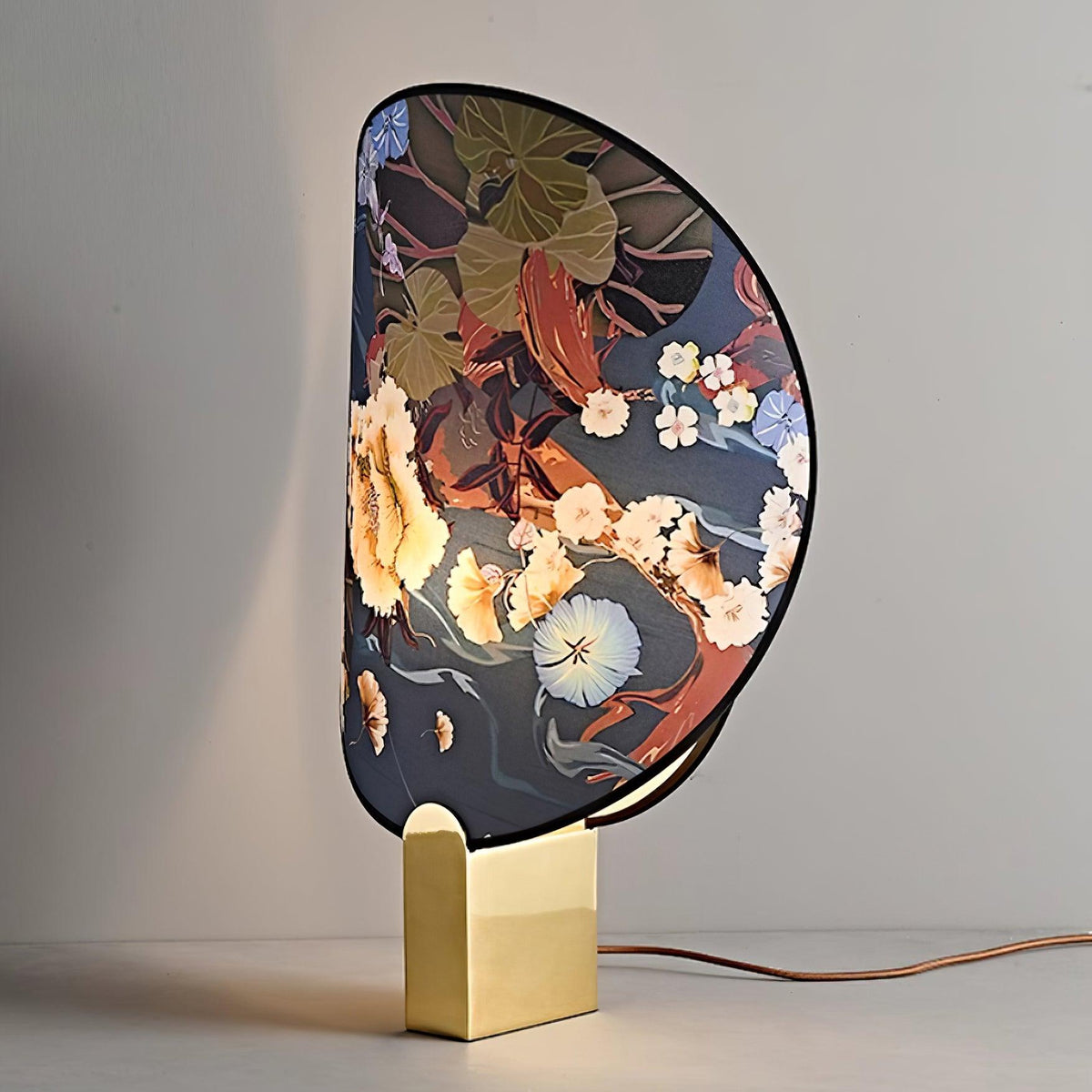 Gothic Ravens Flowers Brass Table Lamp — product view 7