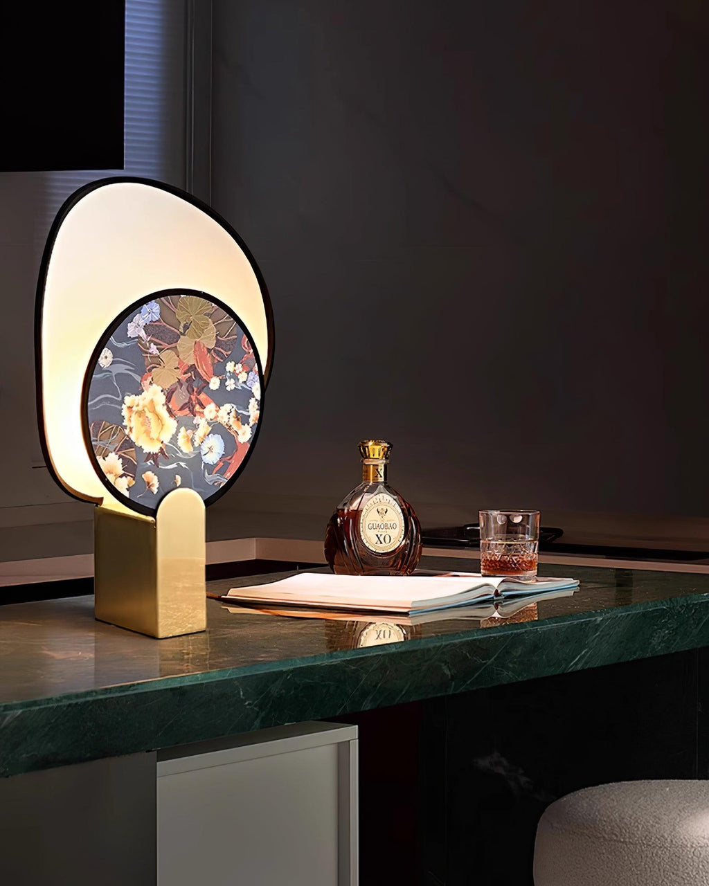Gothic Ravens Flowers Brass Table Lamp — product view 8