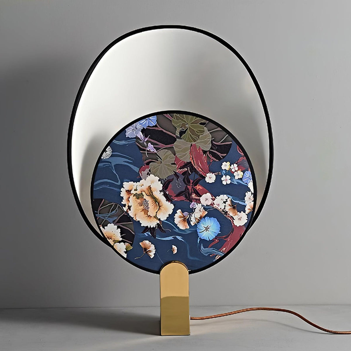 Gothic Ravens Flowers Brass Table Lamp — product view 10