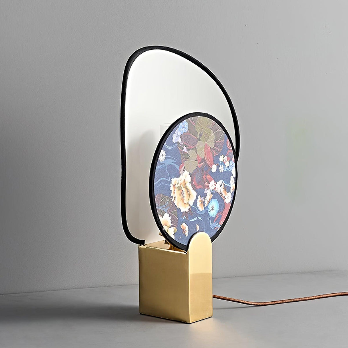 Gothic Ravens Flowers Brass Table Lamp — product view 12