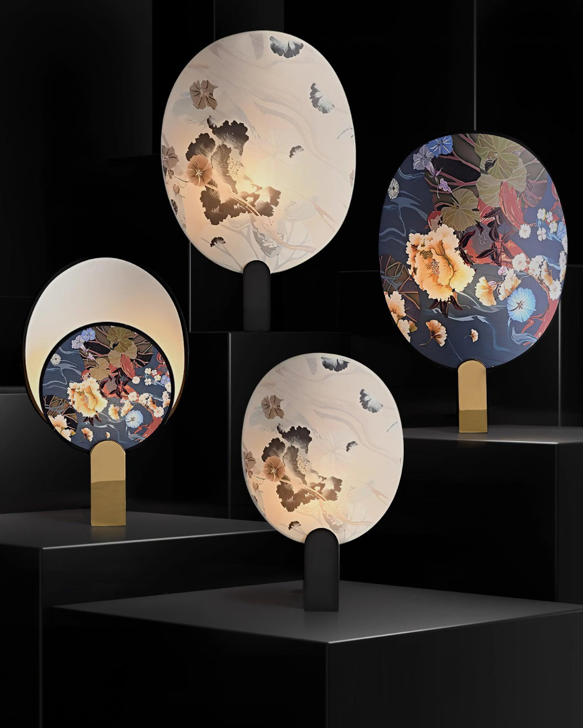 Gothic Ravens Flowers Brass Table Lamp — product view 13