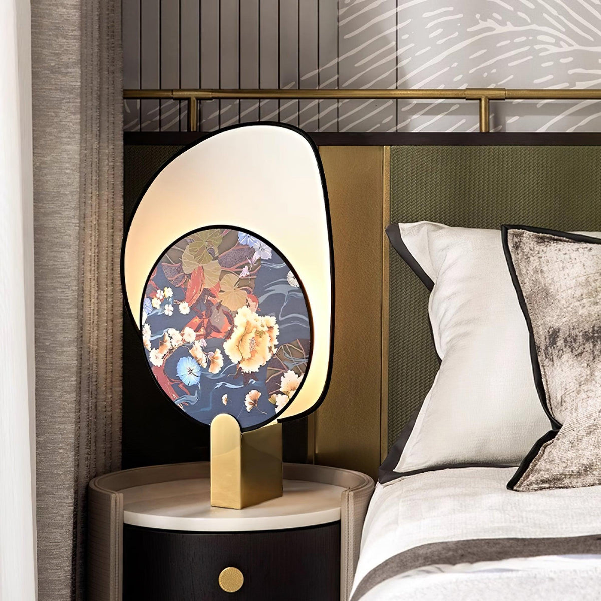 Gothic Ravens Flowers Brass Table Lamp — product view 14