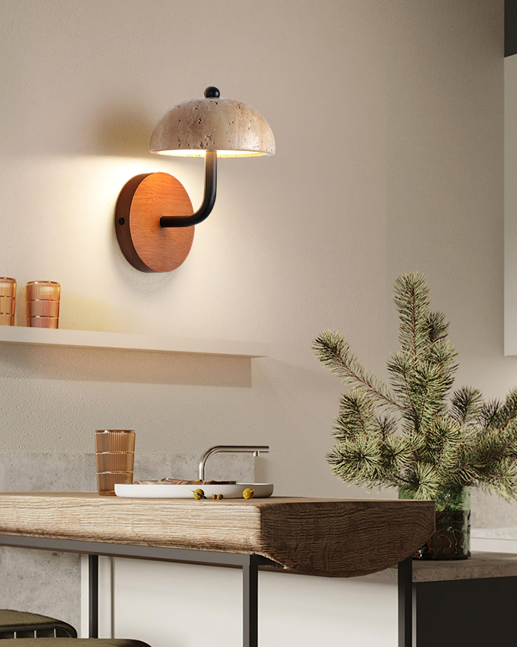 Reverse Travertine Wall Light — product view 4