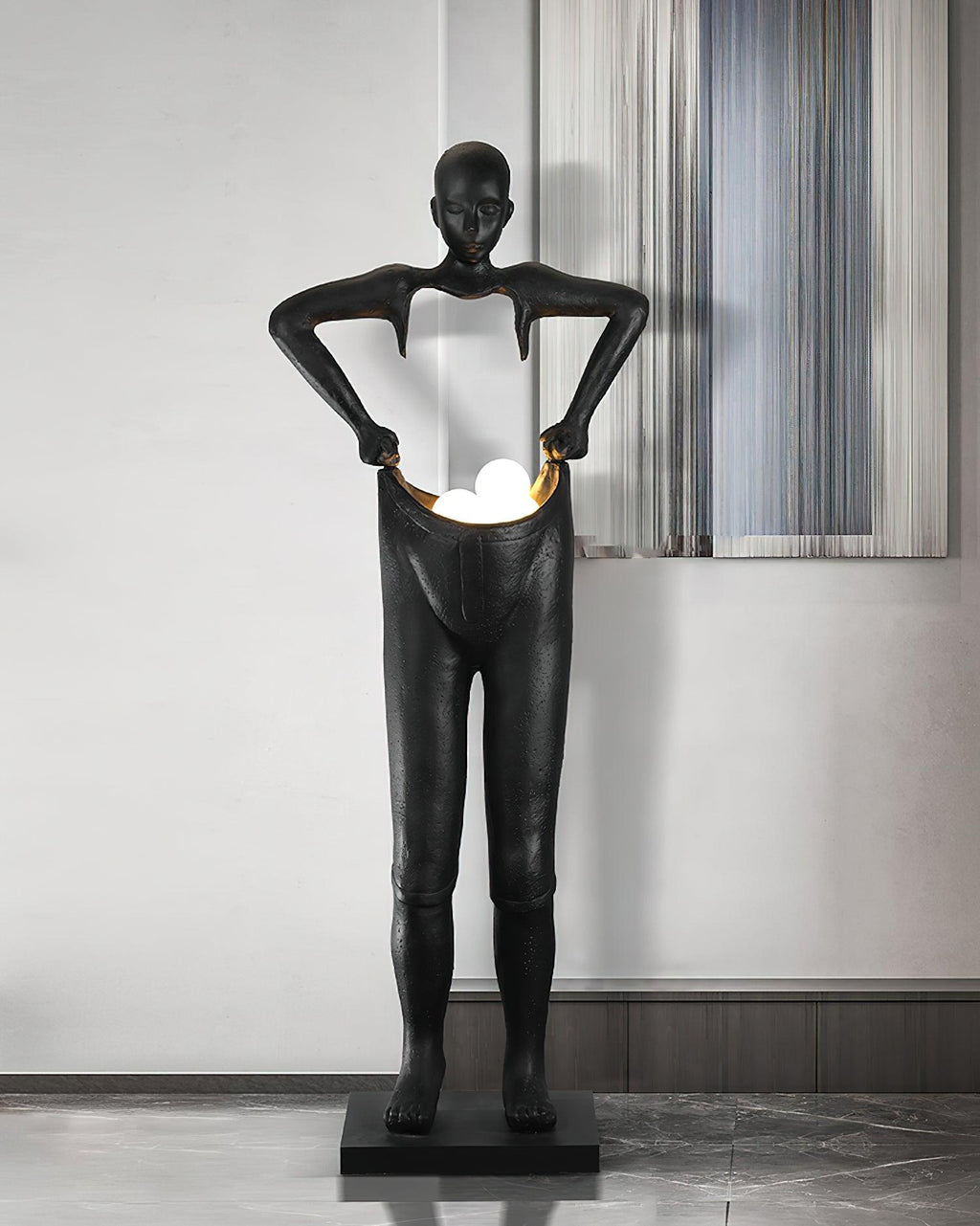 Man Carrying Pants Statue Glass Floor Lamp — product view 3