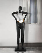 Man Carrying Pants Statue Glass Floor Lamp — product view 3