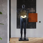 Man Carrying Pants Statue Glass Floor Lamp — product view 4