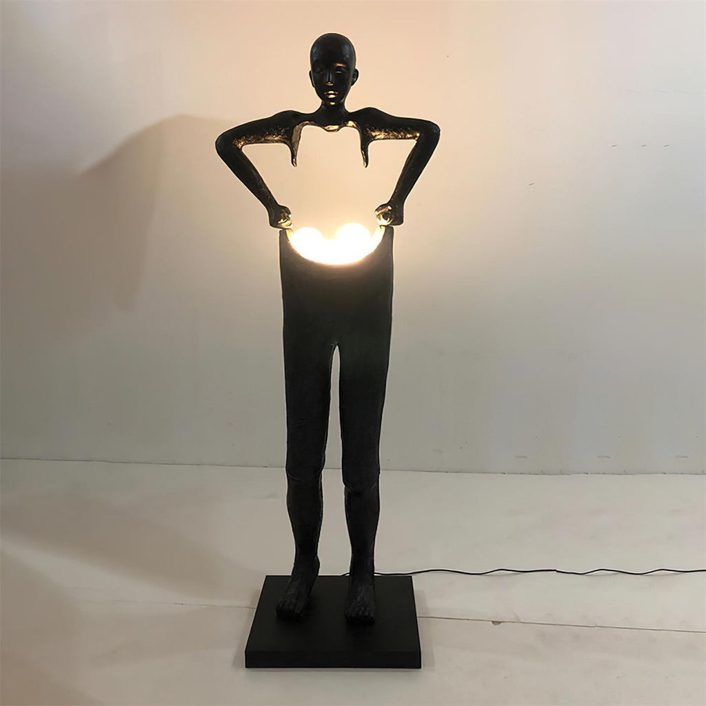 Man Carrying Pants Statue Glass Floor Lamp — product view 6