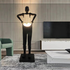 Man Carrying Pants Statue Glass Floor Lamp — product view 8