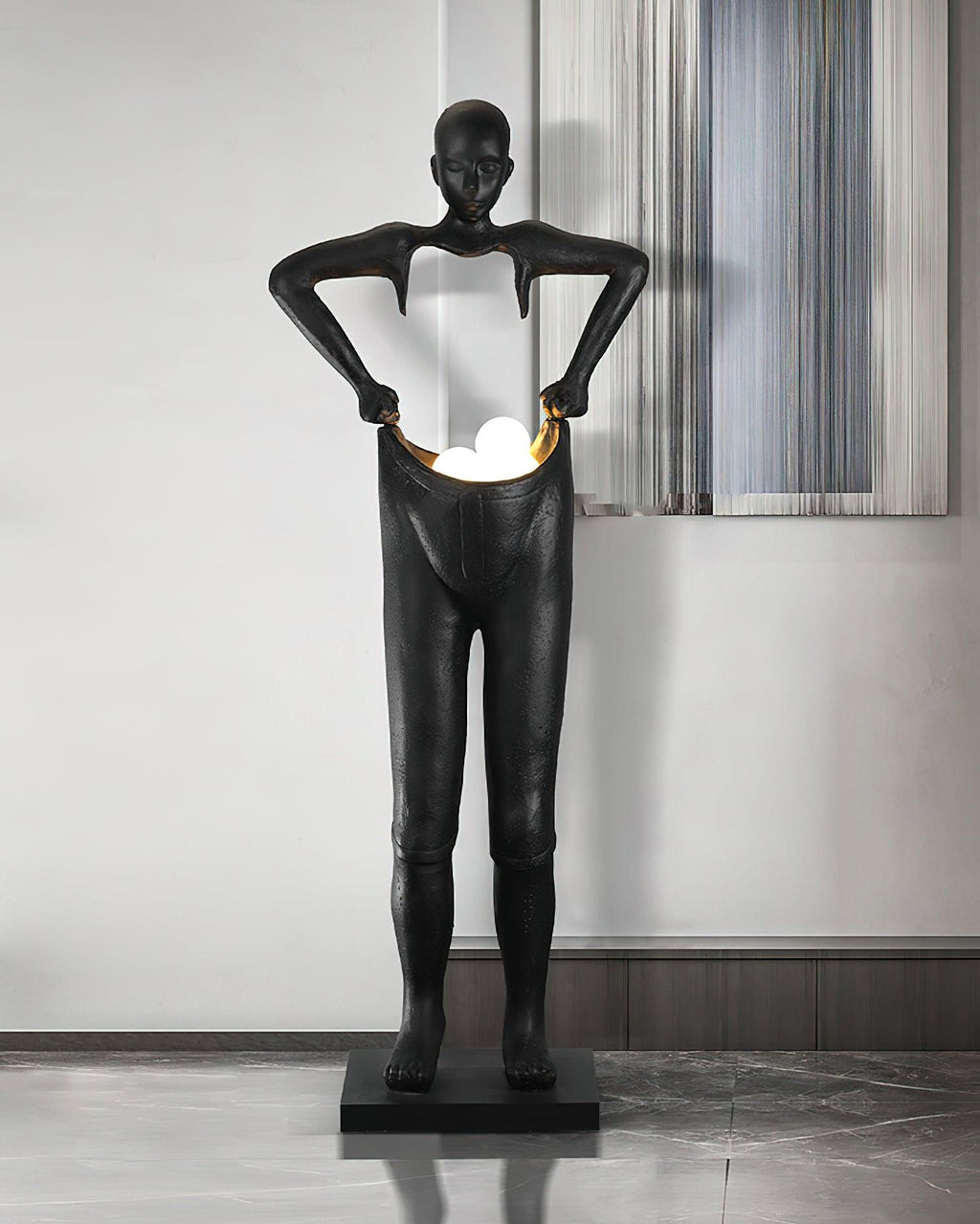 Man Carrying Pants Statue Glass Floor Lamp — product view 10