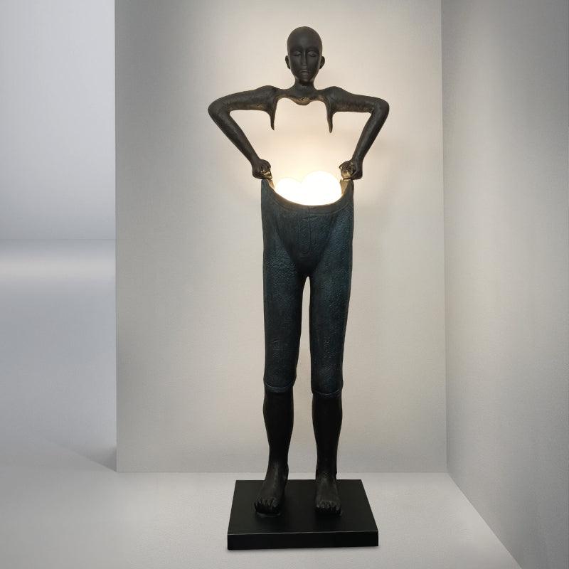 Man Carrying Pants Statue Glass Floor Lamp — product view 11