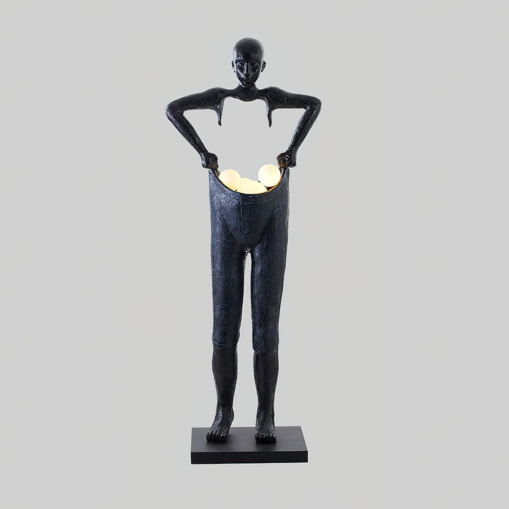Man Carrying Pants Statue Glass Floor Lamp — product view 13