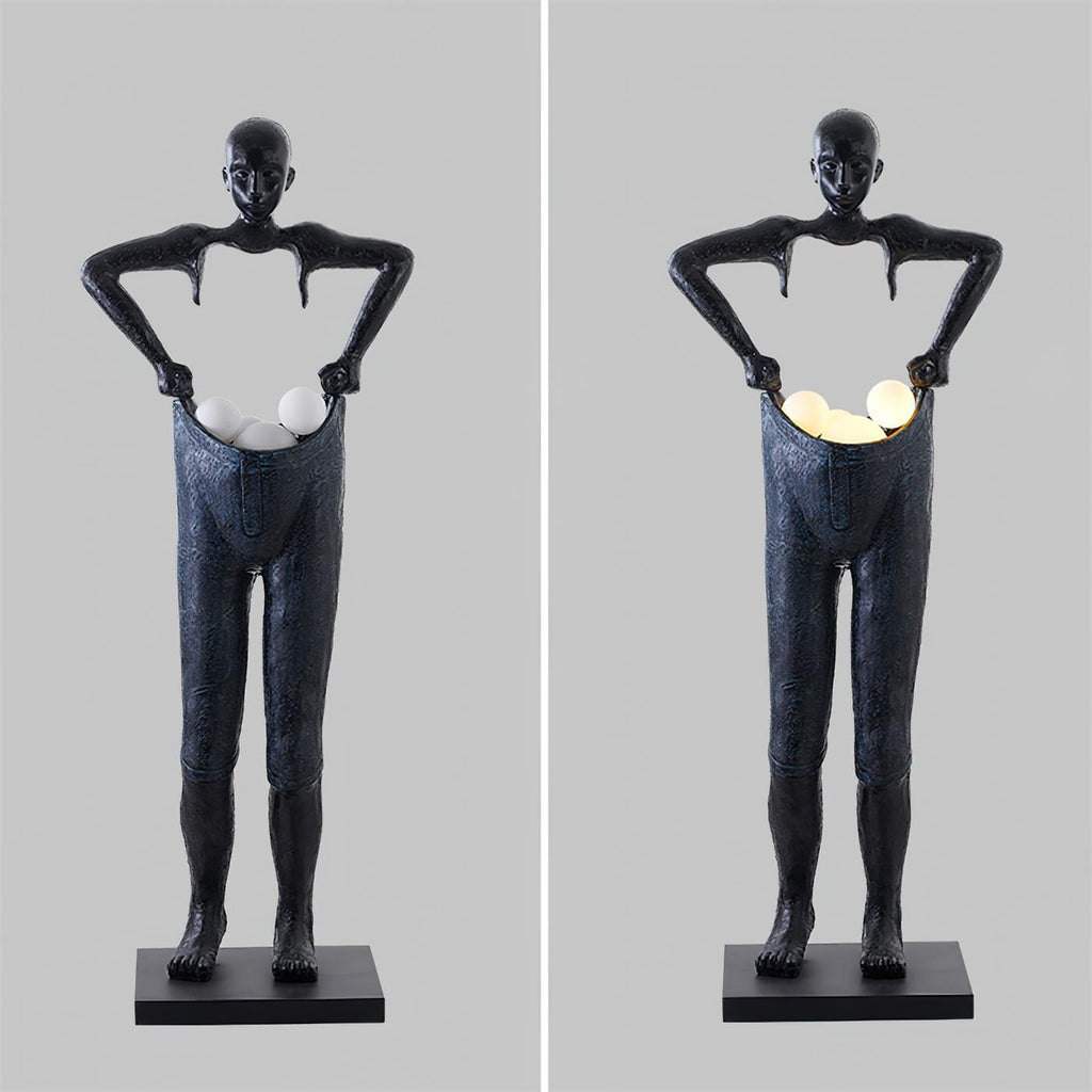 Man Carrying Pants Statue Glass Floor Lamp — product view 14