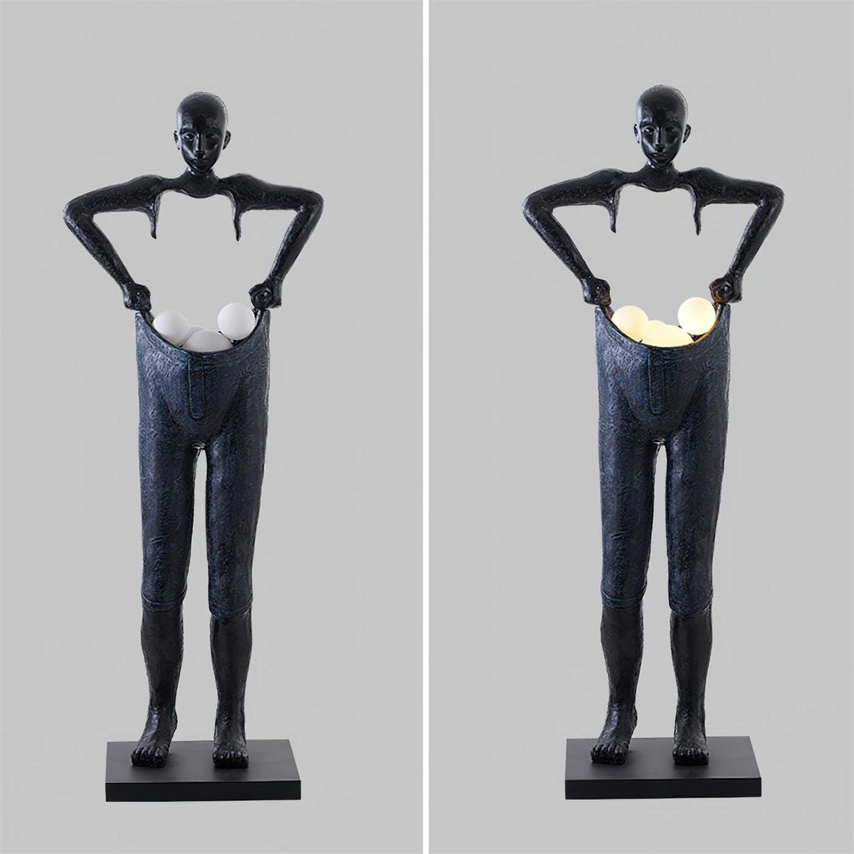 Man Carrying Pants Statue Glass Floor Lamp — product view 14