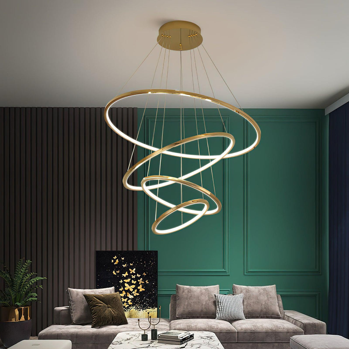 Gold Rings Acrylic Chandelier — product view 2
