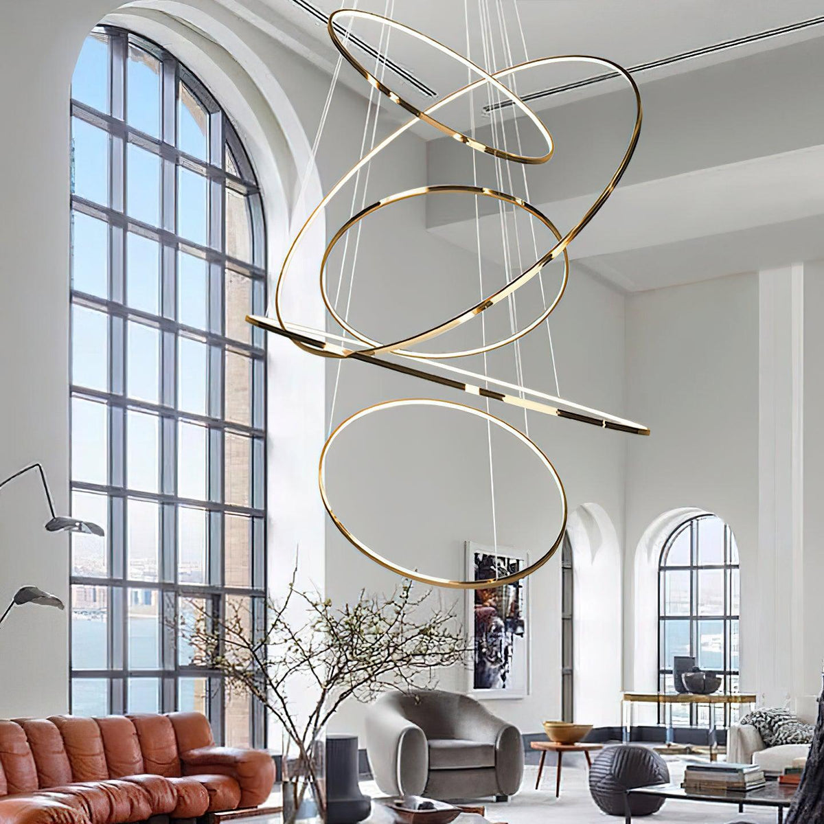 Gold Rings Acrylic Chandelier — product view 3
