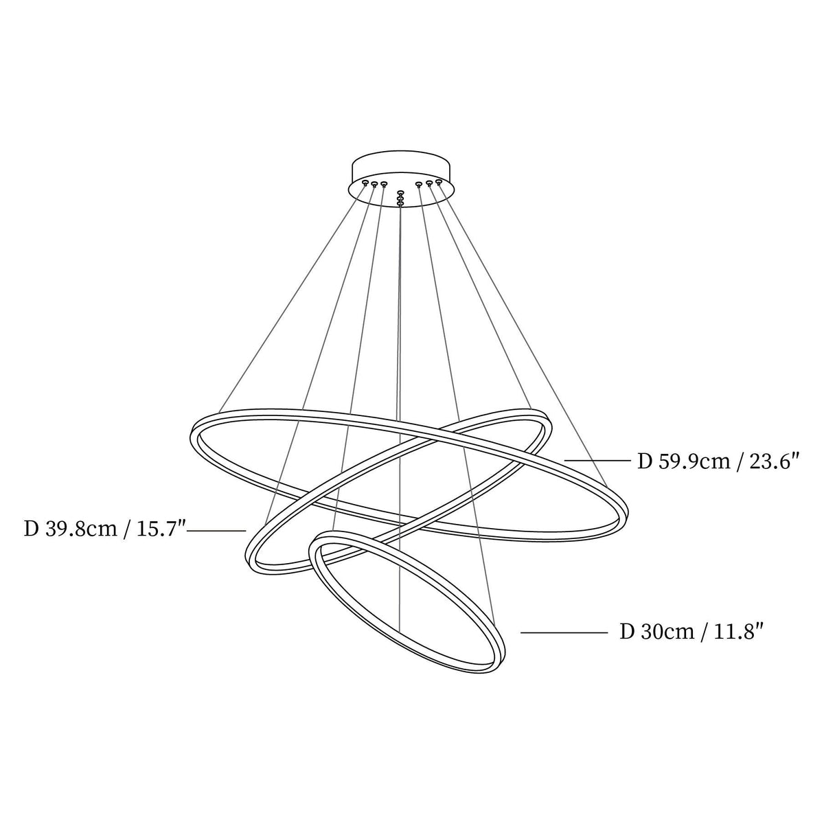 Gold Rings Acrylic Chandelier — product view 5