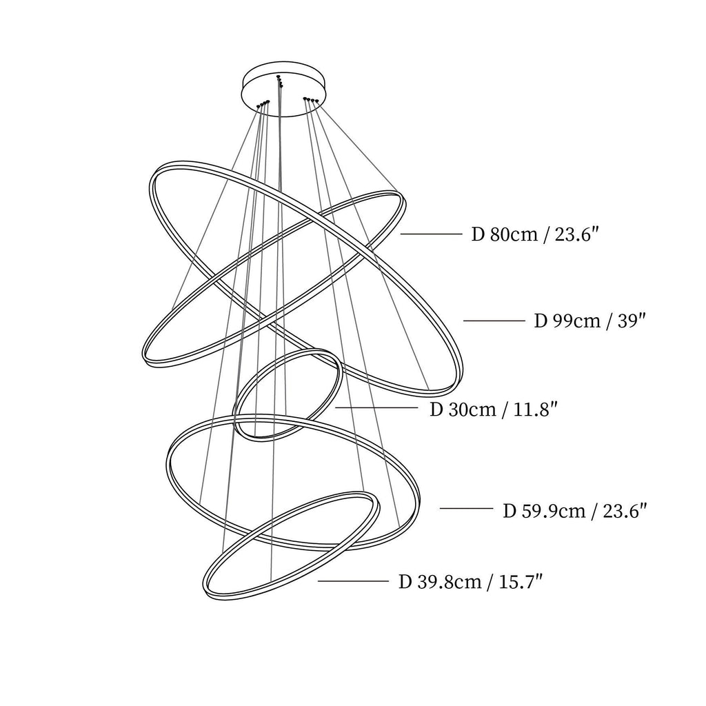 Gold Rings Acrylic Chandelier — product view 7