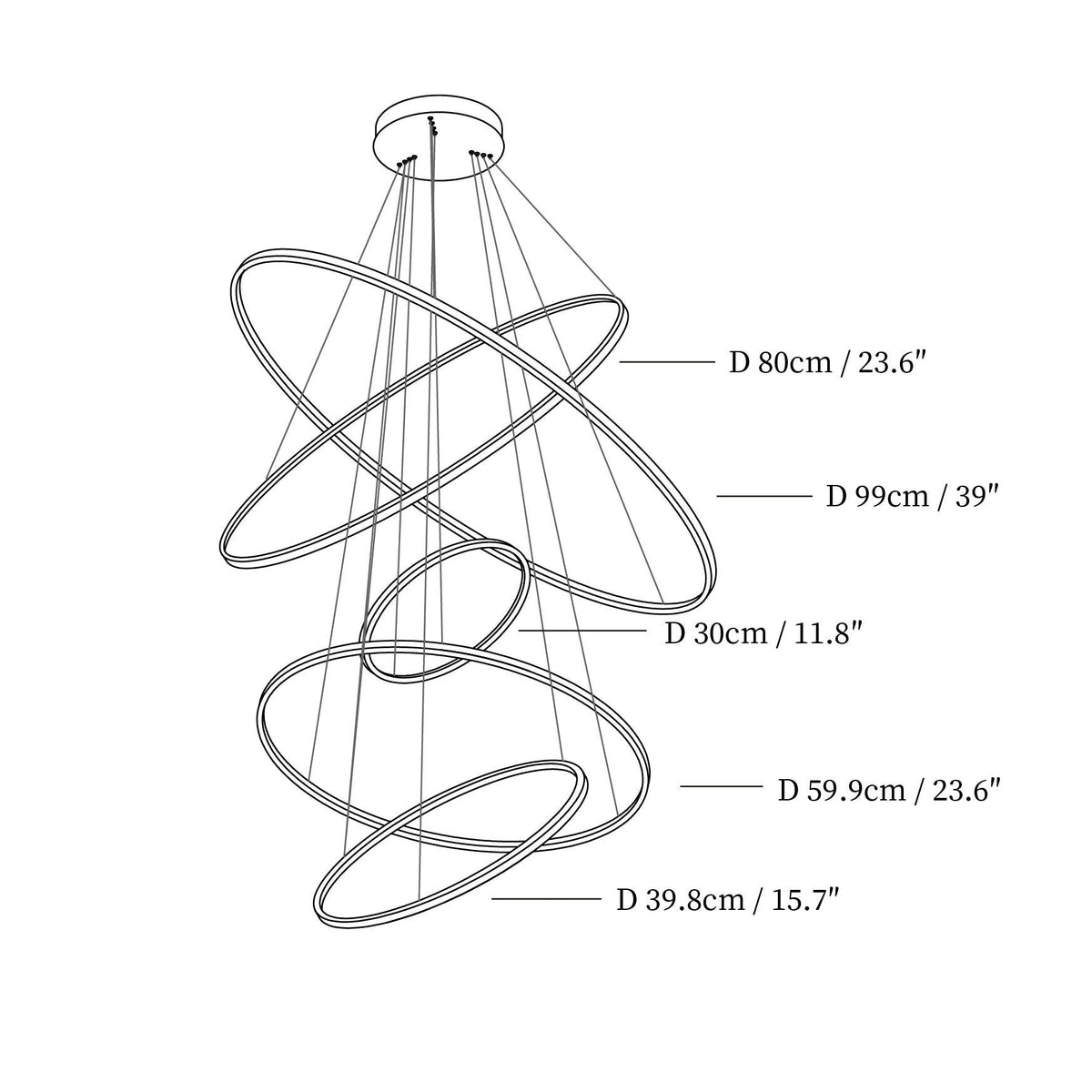 Gold Rings Acrylic Chandelier — product view 7