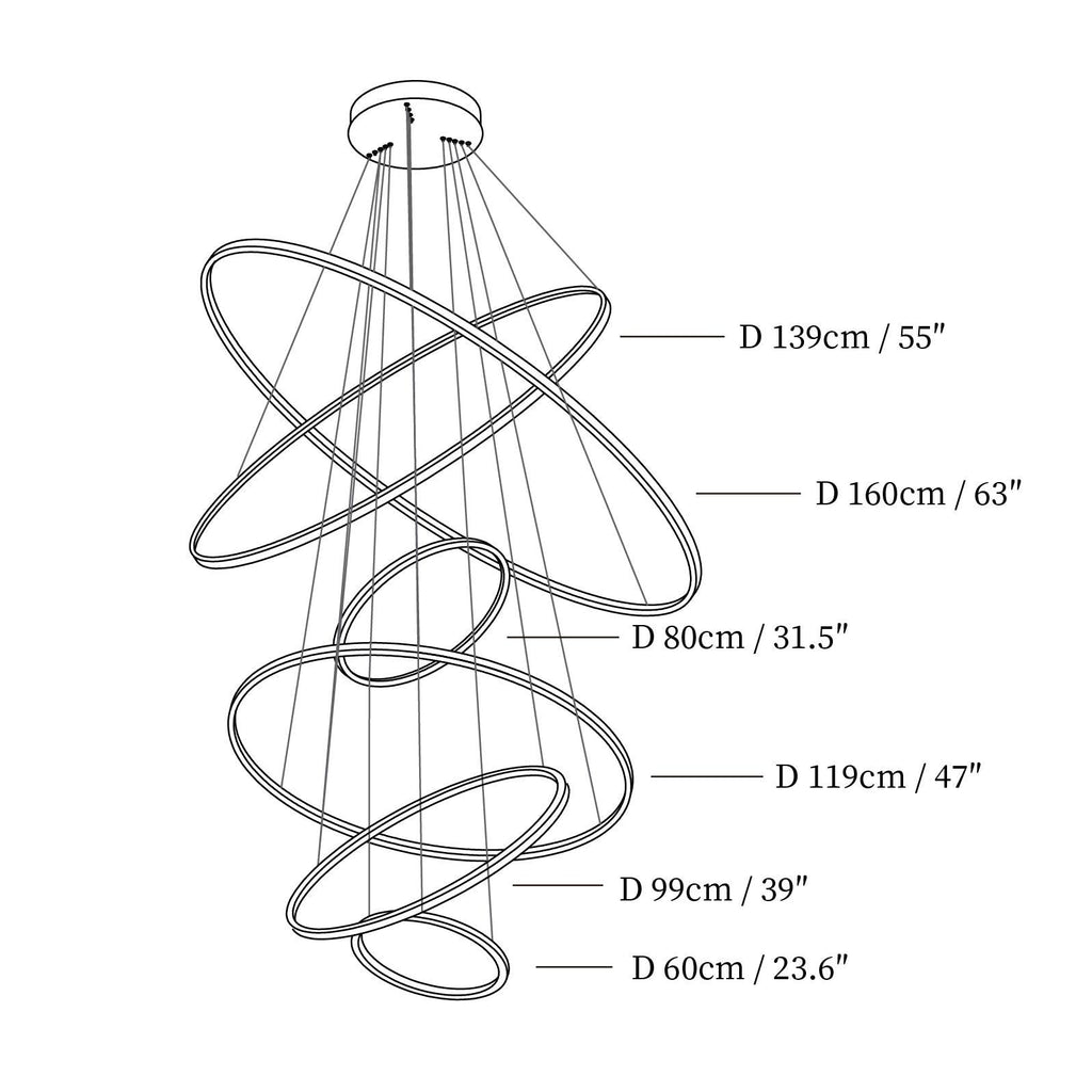 Gold Rings Acrylic Chandelier — product view 8