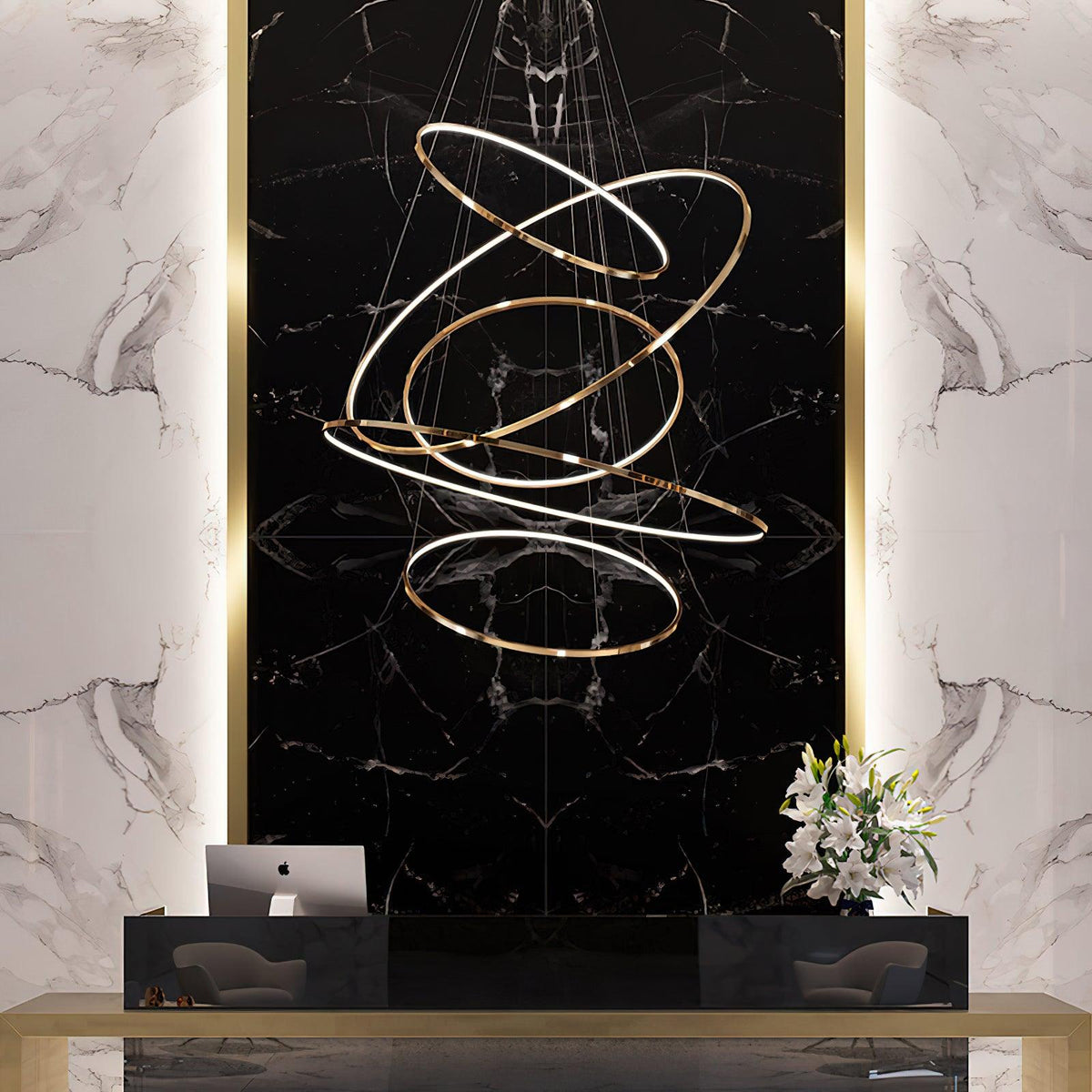 Gold Rings Acrylic Chandelier — product view 9