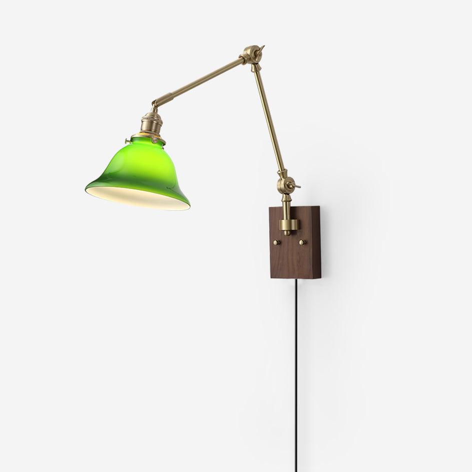Banker Swing Arm Plug In Wood Wall Light — product view 1