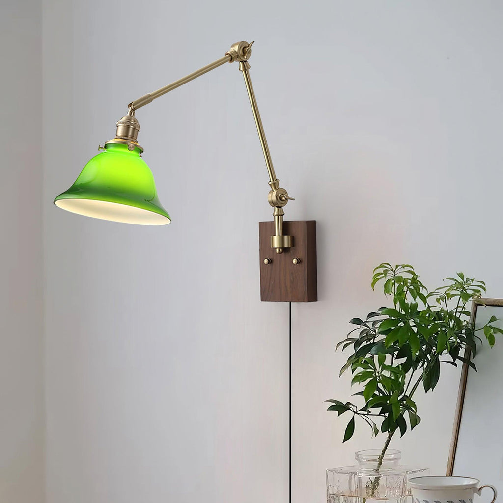Banker Swing Arm Plug In Wood Wall Light — product view 2
