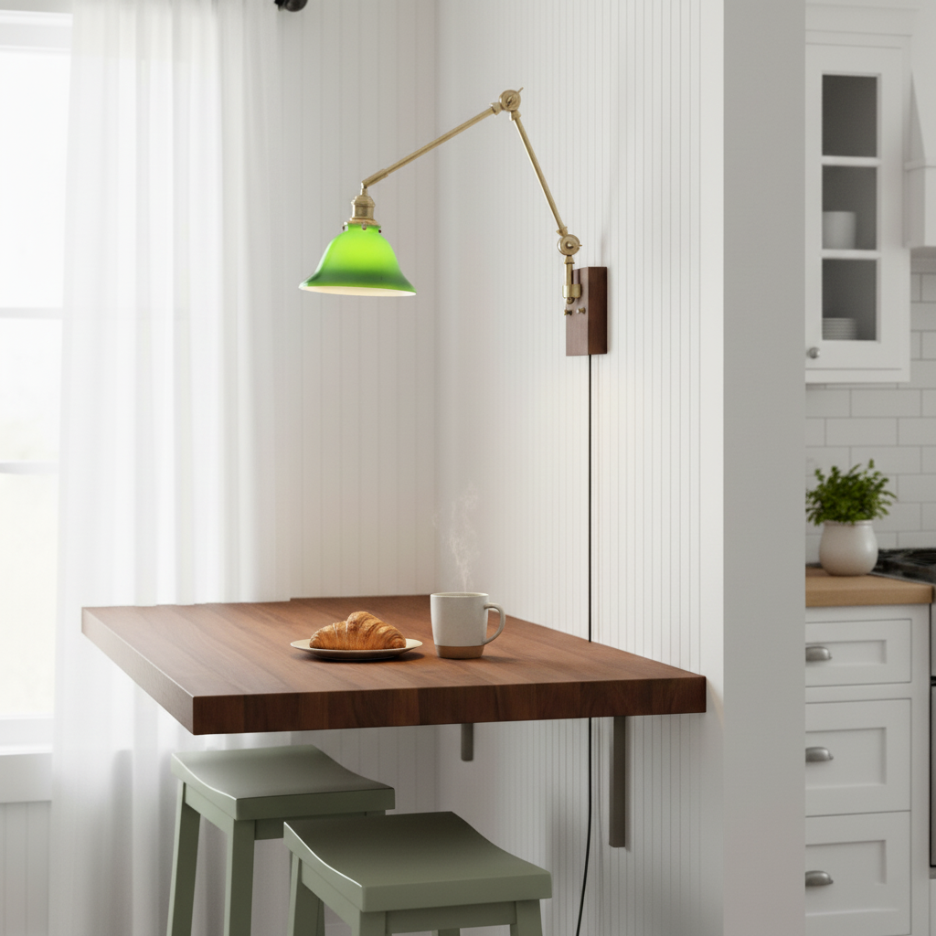 Banker Swing Arm Plug In Wood Wall Light — product view 9