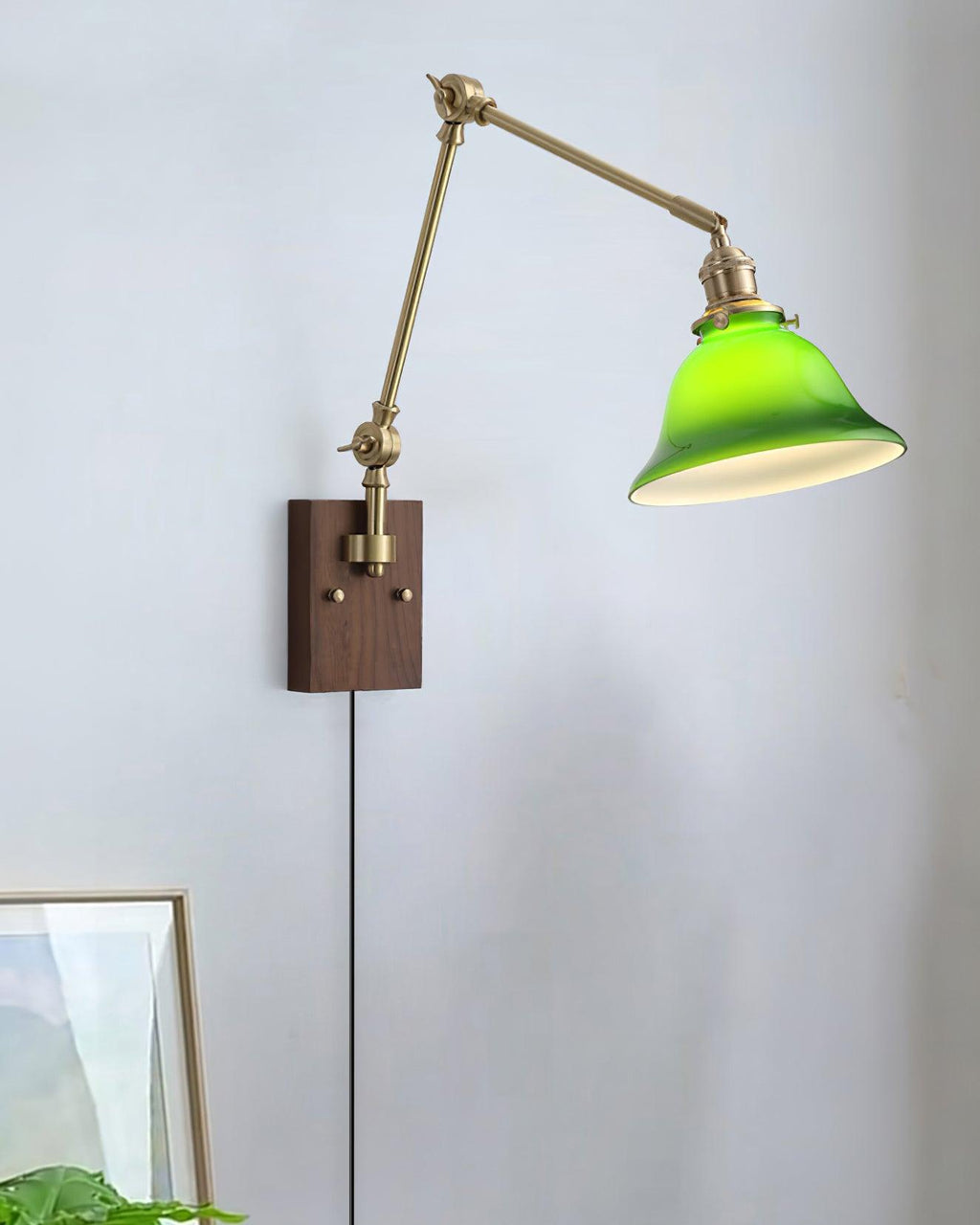Banker Swing Arm Plug In Wood Wall Light — product view 14