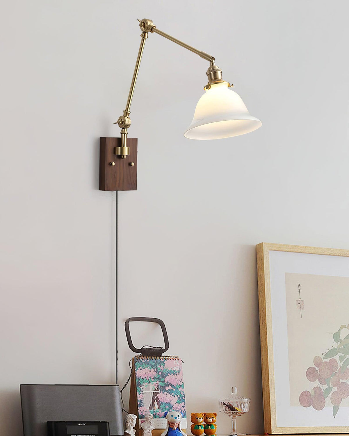 Banker Swing Arm Plug In Wood Wall Light — product view 18