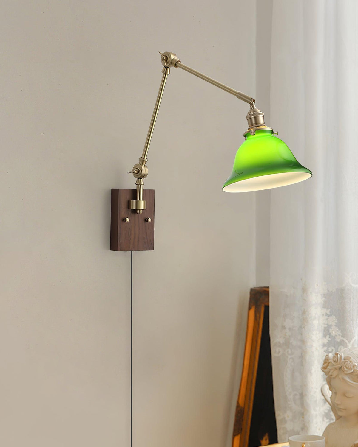 Banker Swing Arm Plug In Wood Wall Light — product view 19