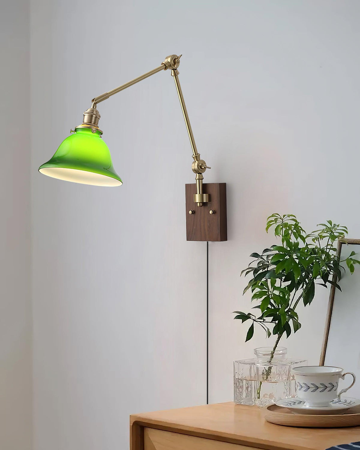 Banker Swing Arm Plug In Wood Wall Light — product view 21