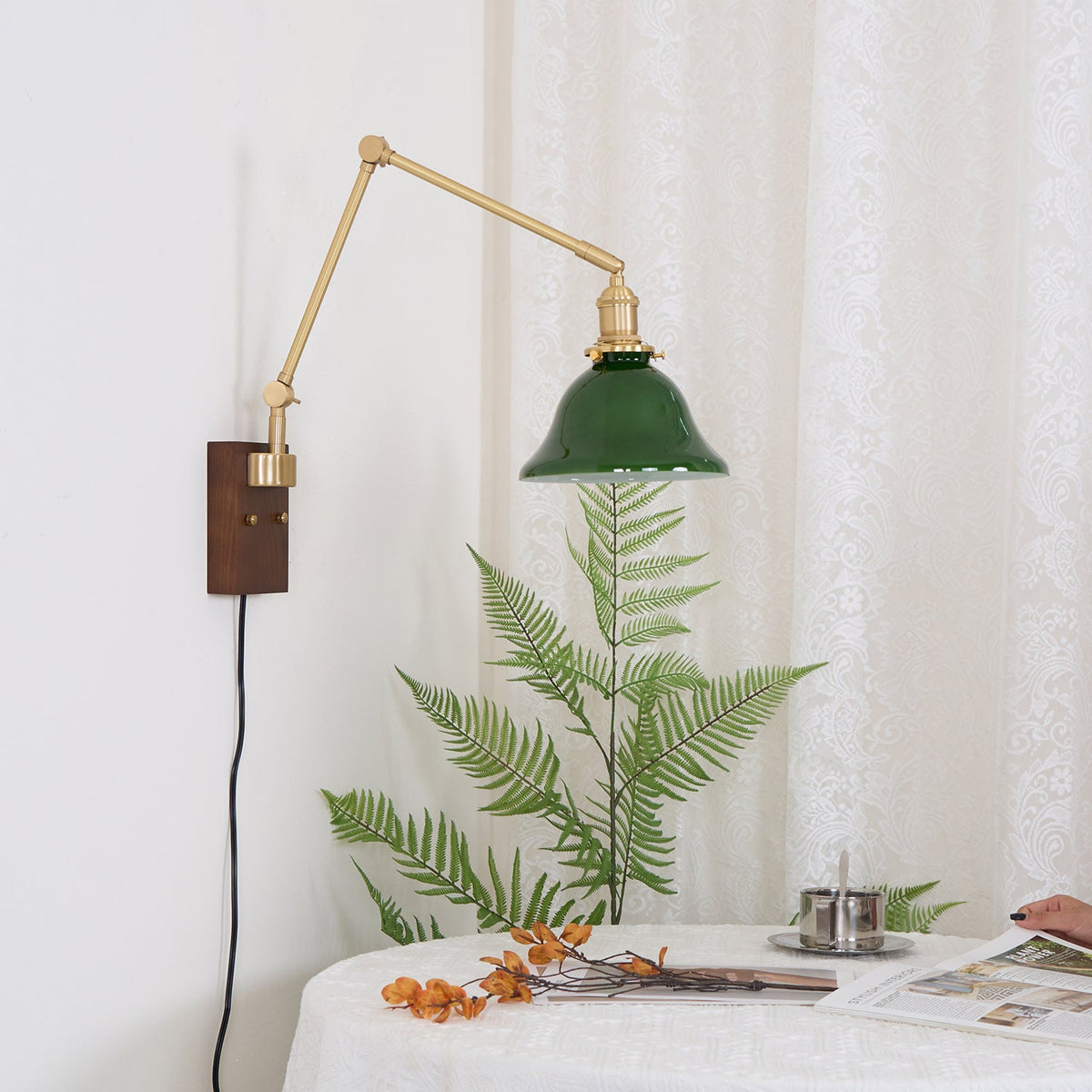 Banker Swing Arm Plug In Wood Wall Light — product view 26
