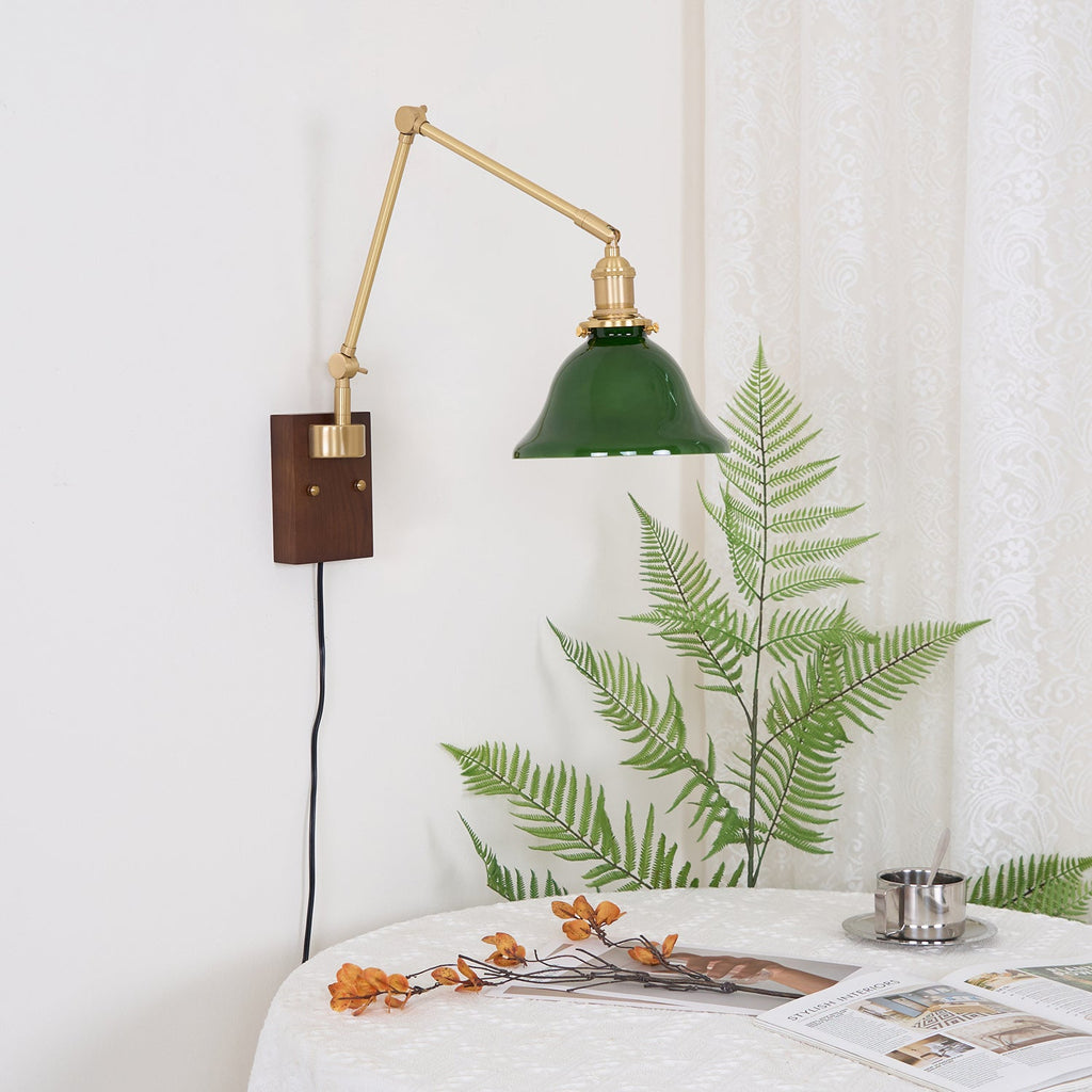 Banker Swing Arm Plug In Wood Wall Light — product view 31