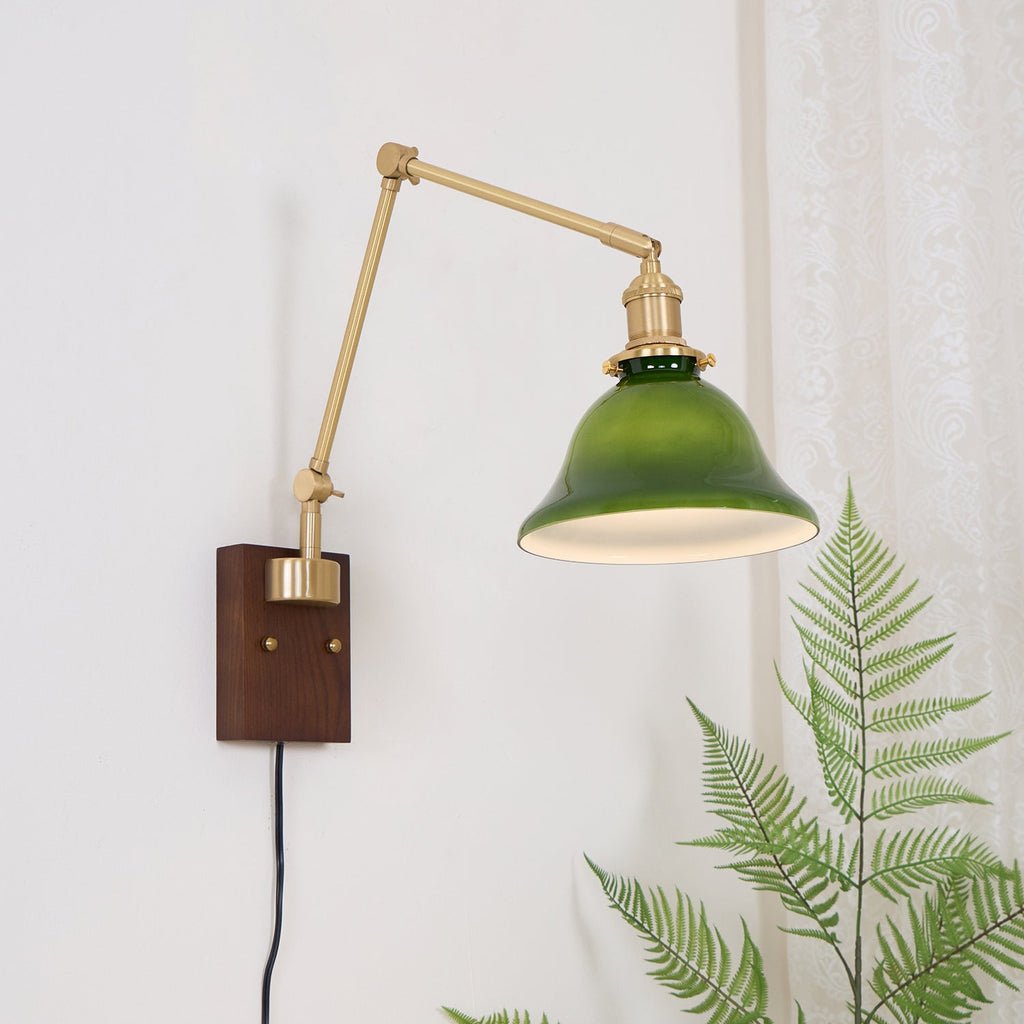 Banker Swing Arm Plug In Wood Wall Light — product view 33