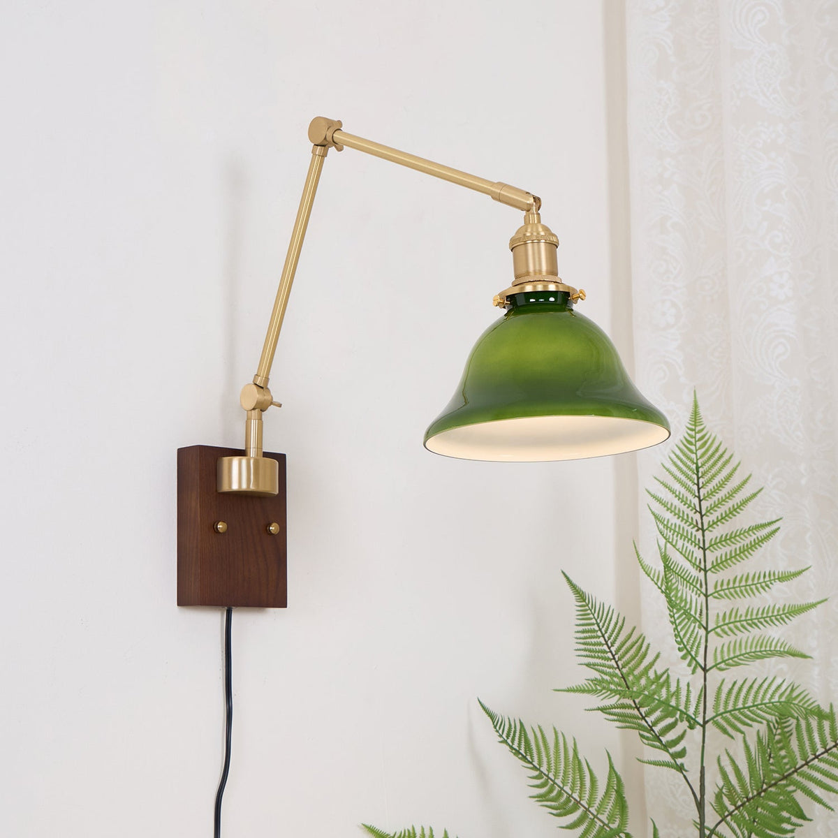 Banker Swing Arm Plug In Wood Wall Light — product view 33
