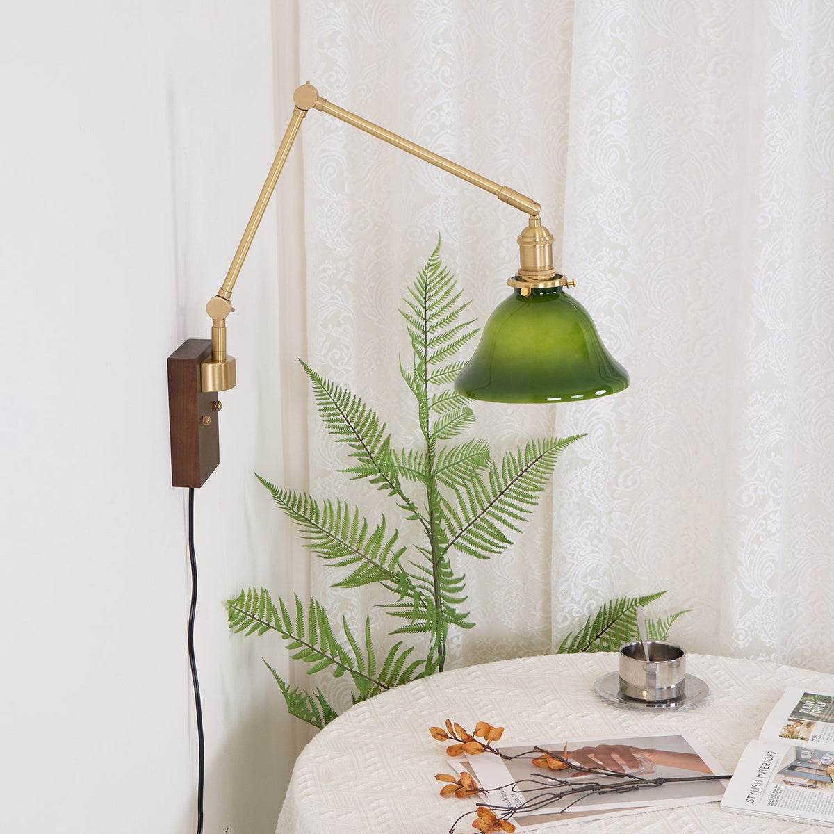 Banker Swing Arm Plug In Wood Wall Light — product view 34