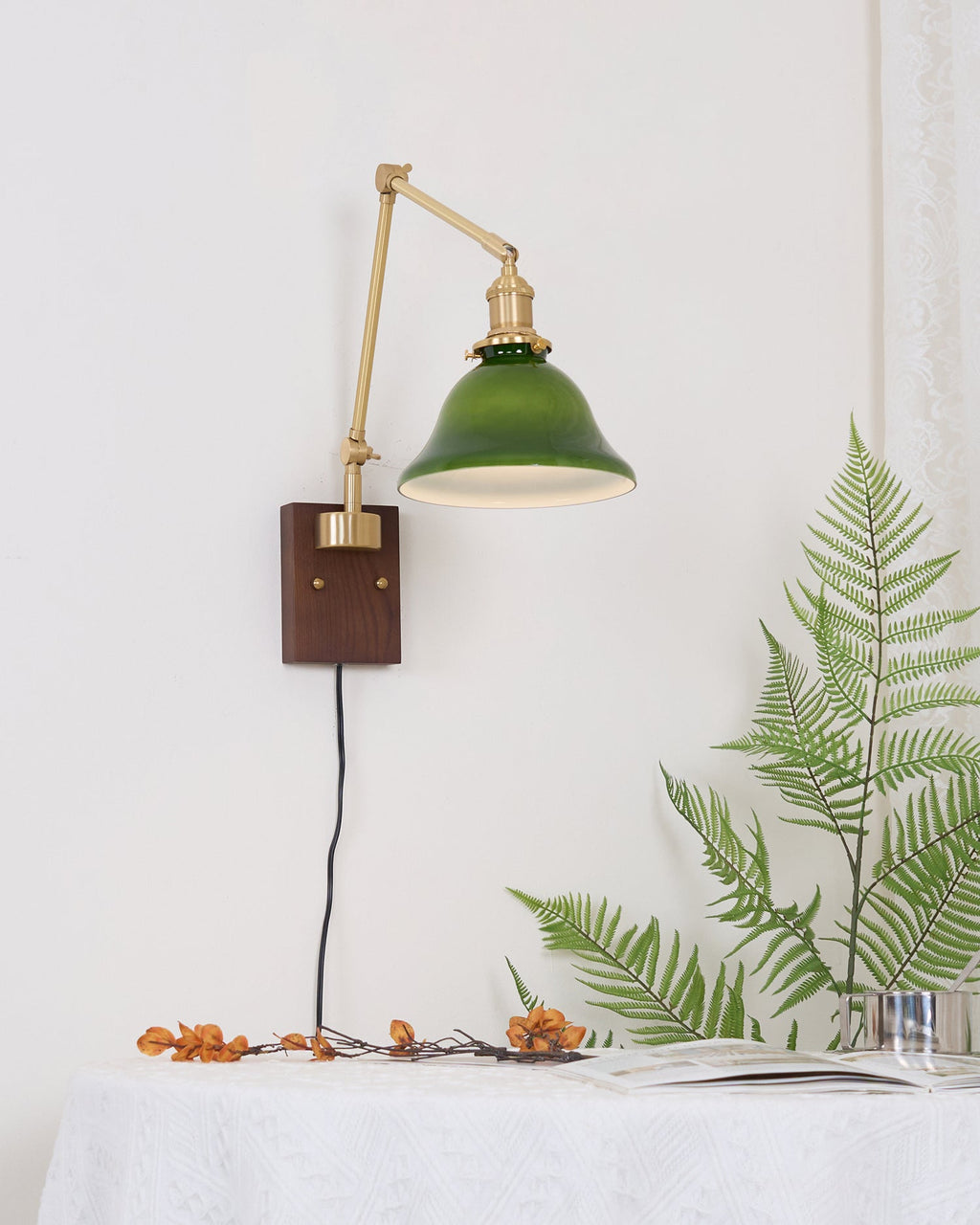 Banker Swing Arm Plug In Wood Wall Light — product view 36