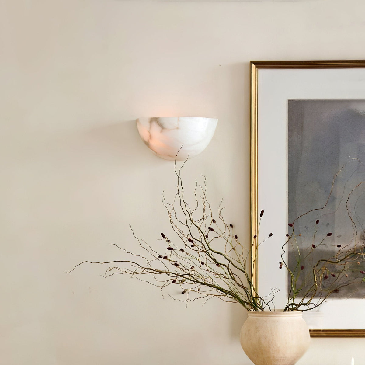 Alabaster Half-Moon Wall Sconce – product view 3