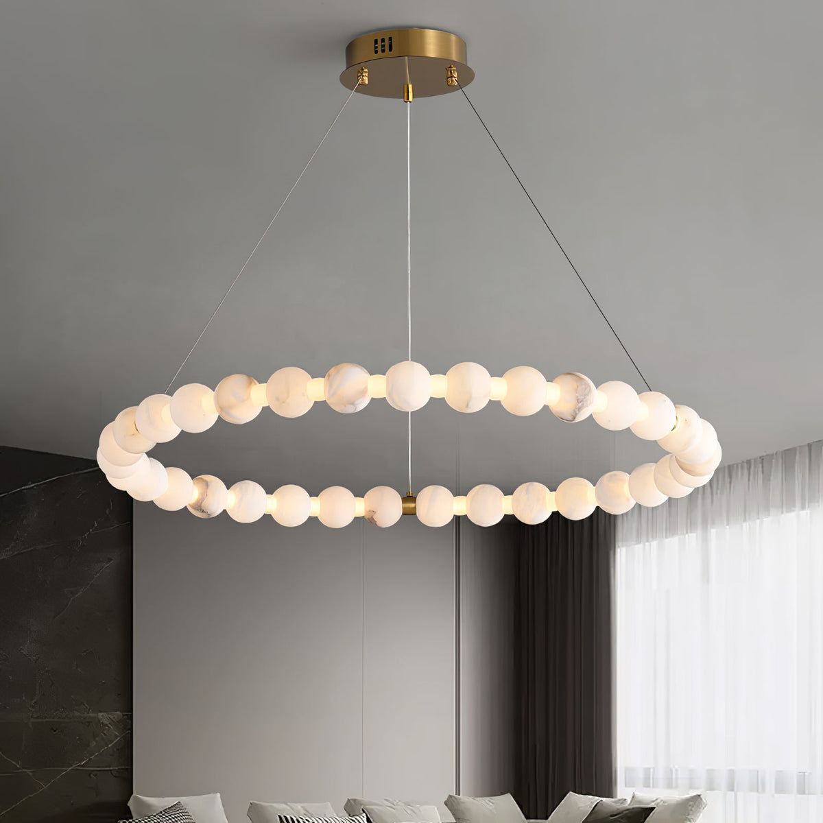 Alabaster Orb Ring Chandelier – product view 2
