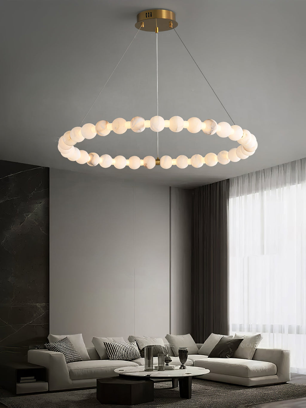 Alabaster Orb Ring Chandelier – product view 15