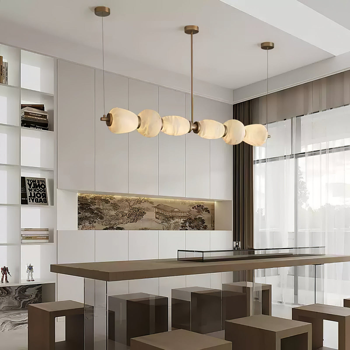Alabaster Pebble Linear Chandelier – product view 2