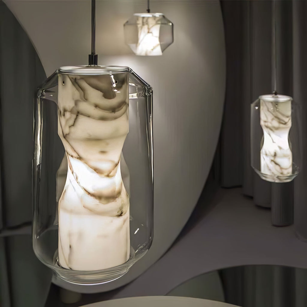 Alabaster Glass Cylinder Pendant Light – product view 2
