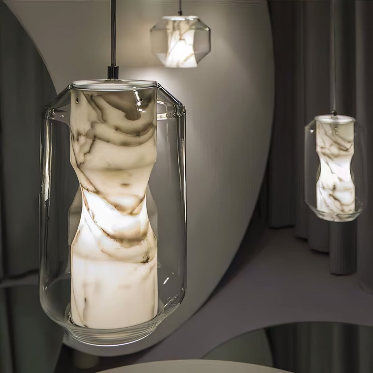Alabaster Glass Cylinder Pendant Light – product view 2