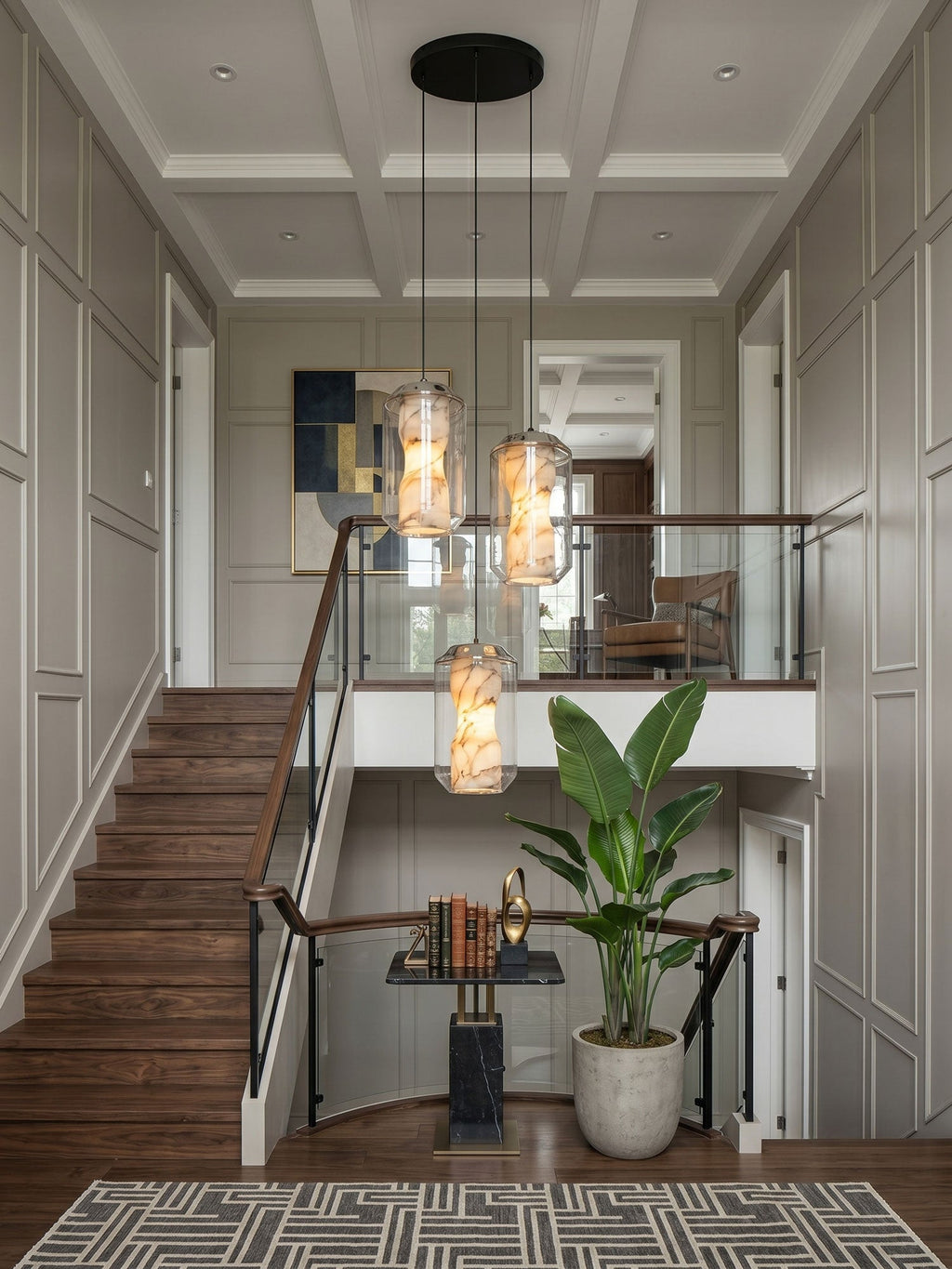 Alabaster Glass Cylinder Pendant Light – product view 3