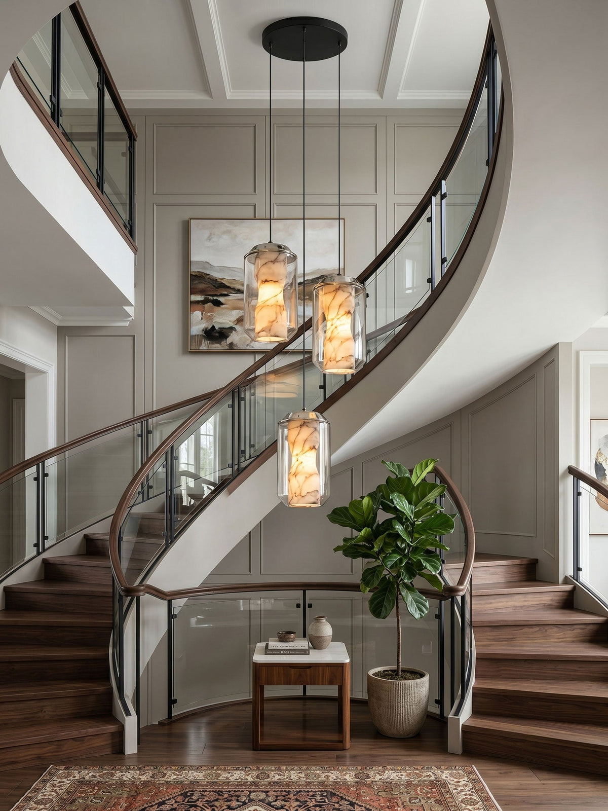 Alabaster Glass Cylinder Pendant Light – product view 4