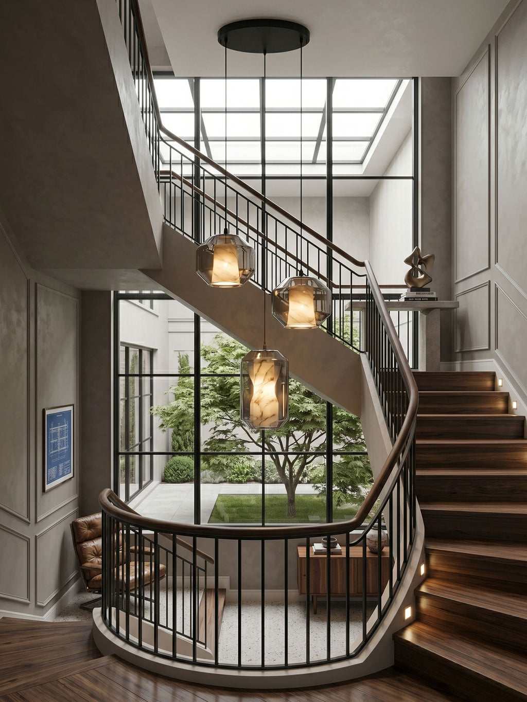 Alabaster Glass Cylinder Pendant Light – product view 5